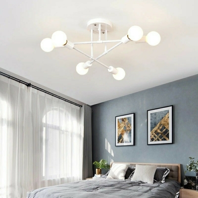 Industrial Metal Semi Flush Mount Ceiling Pendant Light Sputnik for Bed Room