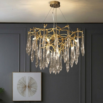 Industrial Style Flower Shape Chandelier Glass Wrought Copper Chandelier