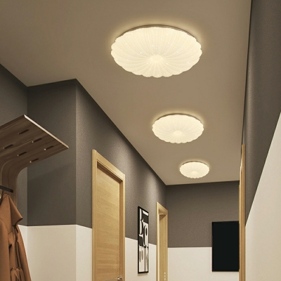 Contemporary Style Pendant Light Round Shape Wrought Iron Acrylic Ceiling Light
