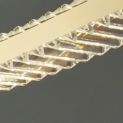 LED Minimalist Island Light Strip Shape Crystal Chandelier