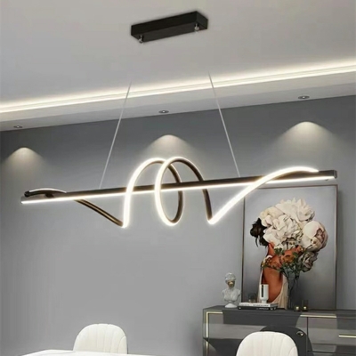 Line Shape 2 Lights Modern Pendant Lighting Fixtures for Dining Room