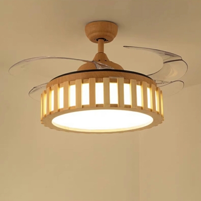 Contemporary Pendant Light Wooden Wrought Iron Ceiling Fan Light