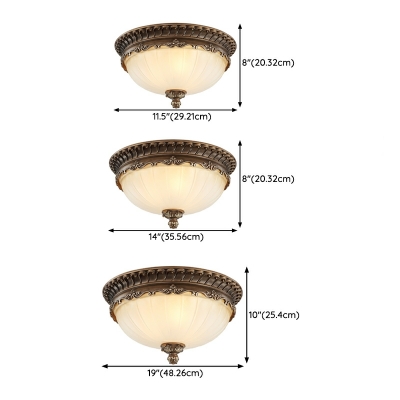 Dome Flush Mount Ceiling Fixture Traditional Glass for Living Room