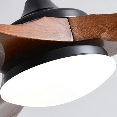 LED Contemporary Pendant Light  Wooden Iron Ceiling Fan Light