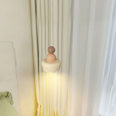 Modern Flower Pendant Lighting Fixtures Plastic 1-Light for Bed Room