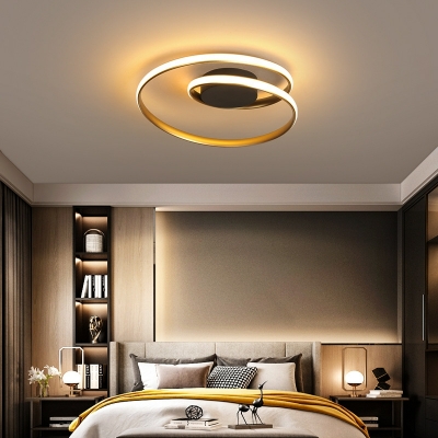 Modern Line Flush Mount Ceiling Light Fixtures Metal for Bed Room
