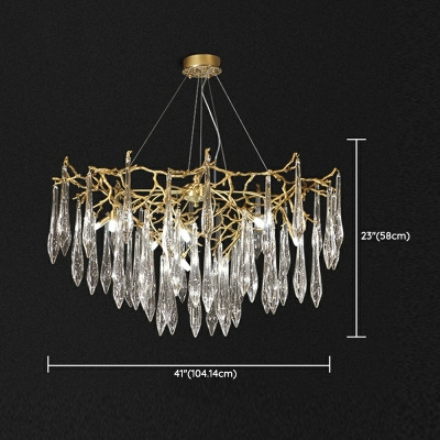 Industrial Style Flower Shape Chandelier Glass Wrought Copper Chandelier