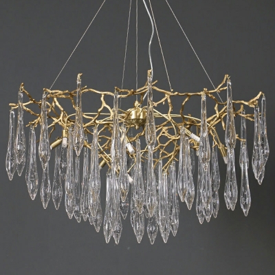 Industrial Style Flower Shape Chandelier Glass Wrought Copper Chandelier