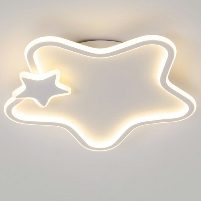 Modern Style Star Shape Metal Flush Mount Chandelier Lighting in White