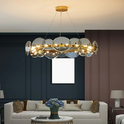 Circular Modern Chandelier Lighting Fixtures Hand Blown Glass for Living Room