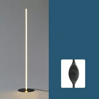 Contemporary Style Simple Floor Lamp Metal with Black Shade for Living Room