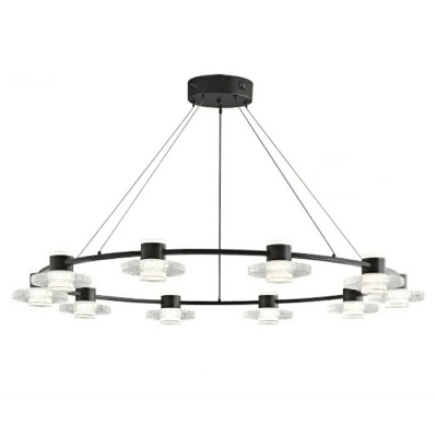 Industrial Style Chandelier Glass Steel Chandelier for Dining Room