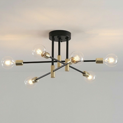 Industrial Style Wrought Iron Chandelier Simple Glass Pendant Light