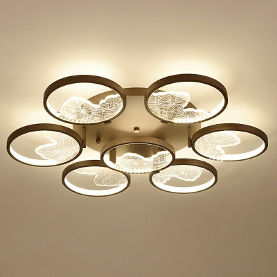 LED Contemporary Pendant Light Round Shape Wrought Iron Chandelier