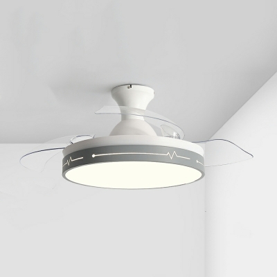 Modern Circular Ceiling Fan Lights Metal 1-Light for Living Room