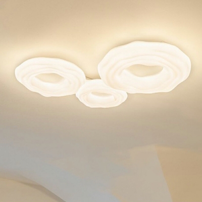 Modern Flush Mount Ceiling Light Fixture Cookie Shape Metal for Bed Room