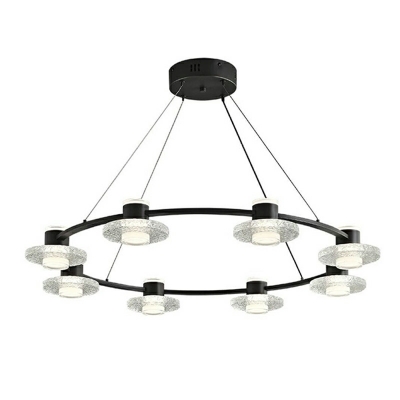 Industrial Style Chandelier Glass Steel Chandelier for Dining Room