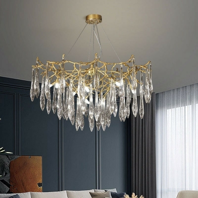 Industrial Style Flower Shape Chandelier Glass Wrought Copper Chandelier