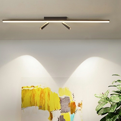 LED Contemporary Pendant Light Line Shape Wrought Iron Ceiling Light Fixture with Track