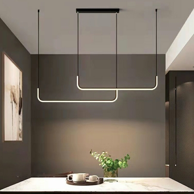 Modern Line Shape LED Pendant Lighting Fixtures for Dining Room