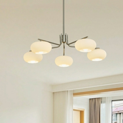 Modern White Glass Chandelier Lighting Fixtures with Shade for Living Room
