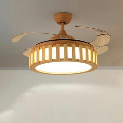 Contemporary Pendant Light Wooden Wrought Iron Ceiling Fan Light