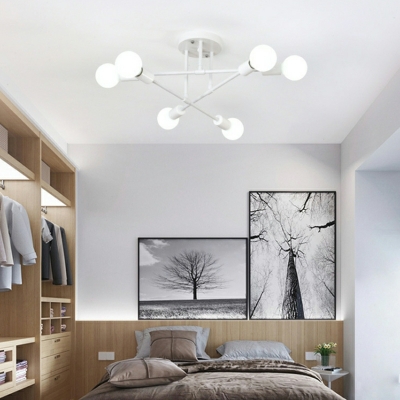Industrial Metal Semi Flush Mount Ceiling Pendant Light Sputnik for Bed Room