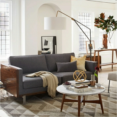 Modern Adjustable Arm Floor Lamp 1-Light Fabric for Living Room