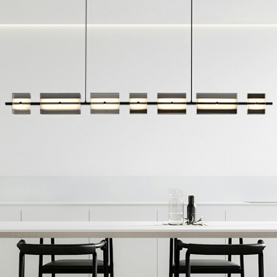 Modern Style Line Shape Glass Pendant Lighting Fixtures for Dining Room