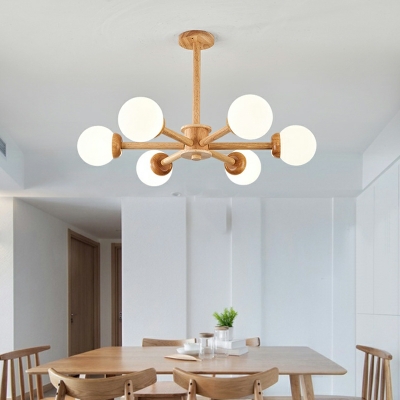 Contemporary Style Chandelier Glass Wood Chandelier for Dining Room