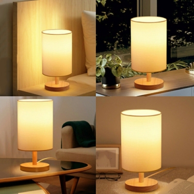 Contemporary Style fabric Table Lamp Wooden Desk Lamp for Living Room