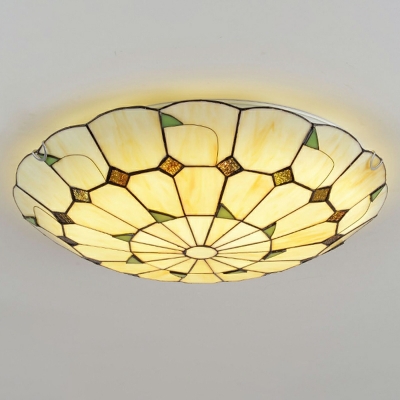 Domed Tiffany Semi-Flush Ceiling Mount Light Glass for Living Room