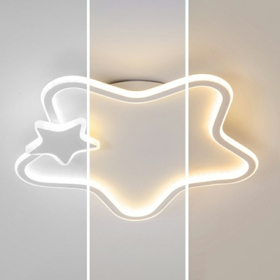 Modern Style Star Shape Metal Flush Mount Chandelier Lighting in White