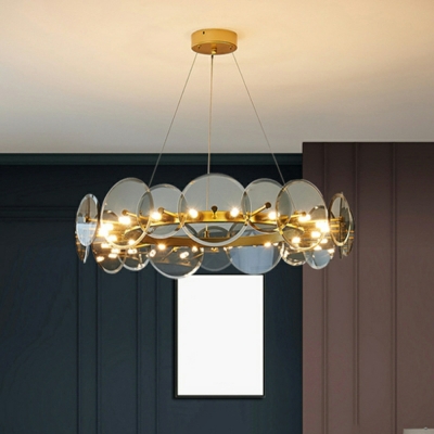Circular Modern Chandelier Lighting Fixtures Hand Blown Glass for Living Room