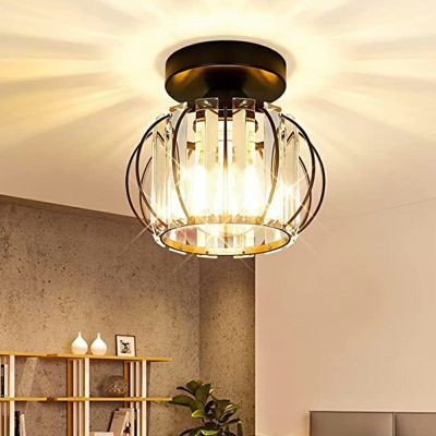 Industrial Spherical Glass Flush Mounted Ceiling Lights for Living Room