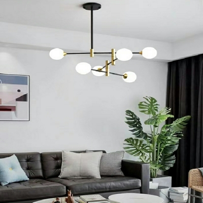 Modern Metal Chandelier Lighting Fixtures Starburst Black for Living Room