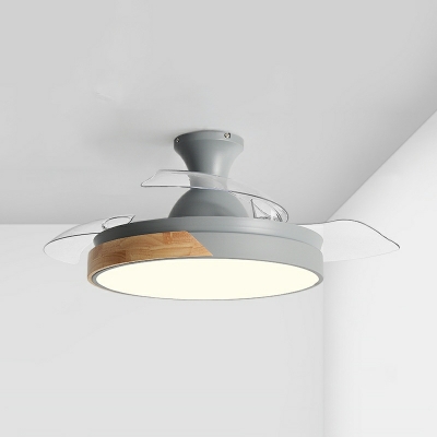Modern Wood Ceiling Fan With Light Circular Single Light for Living Room