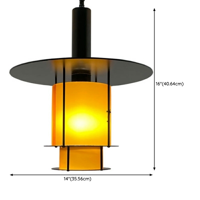 1 Light Unique Shape Industrial Style Metal Down Lighting Pendant in Yellow