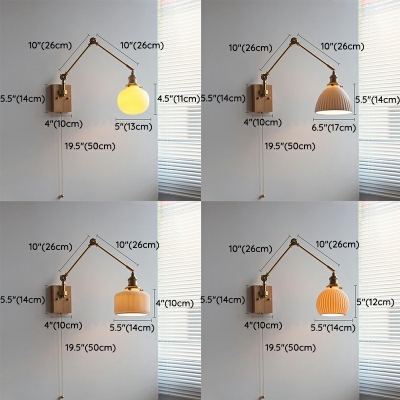 Contemporary Style Strip Wall Light Metal Wood Wall Lamp for Bedroom