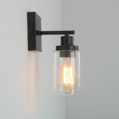 Industrial Style Glass Wall Light Iron Wall Sconces for Living Room