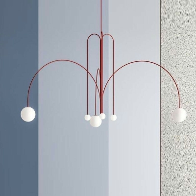 Modern Molecular Chandelier Lighting Fixtures White Glass 6-Light for Living Room