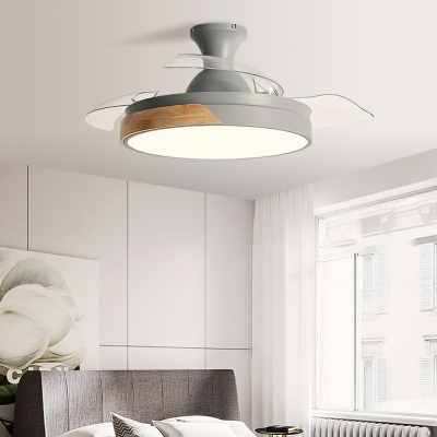Modern Wood Ceiling Fan With Light Circular Single Light for Living Room