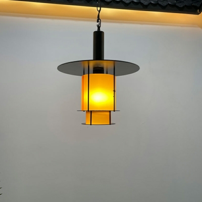 1 Light Unique Shape Industrial Style Metal Down Lighting Pendant in Yellow