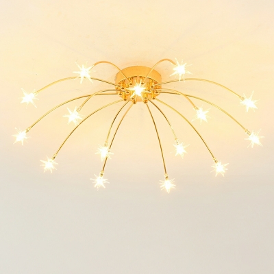 Modern Style Sputnik Shape Flush Mount Chandelier Lighting for Living Room