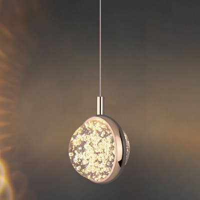 Round Hanging Pendant Lights Modern 1-Light Crystal for Living Room
