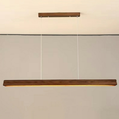 LED Minimalist Island Light Strip Shape Wooden Chandelier
