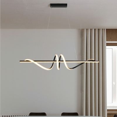 Line Shape 2 Lights Modern Pendant Lighting Fixtures for Dining Room