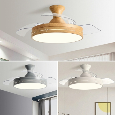 Modern Circular Ceiling Fan Lights Metal 1-Light for Living Room