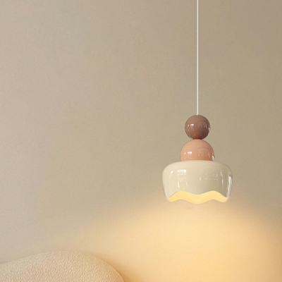 Modern Flower Pendant Lighting Fixtures Plastic 1-Light for Bed Room