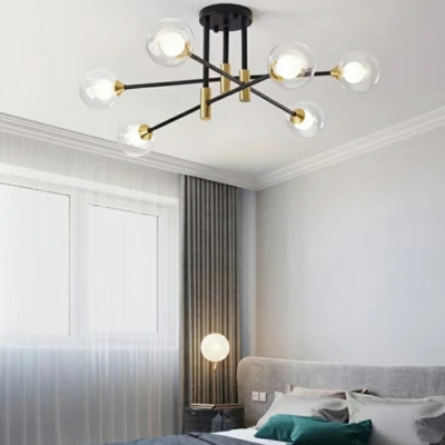 Modern Metal Chandelier Lighting Fixtures Starburst Black for Living Room